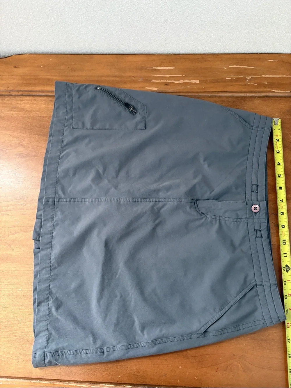 Title Nine Gray Nylon Performance A-Line Skort with Zip Pocket Size 8